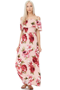 Floral Off the shoulder Maxi dress with pockets